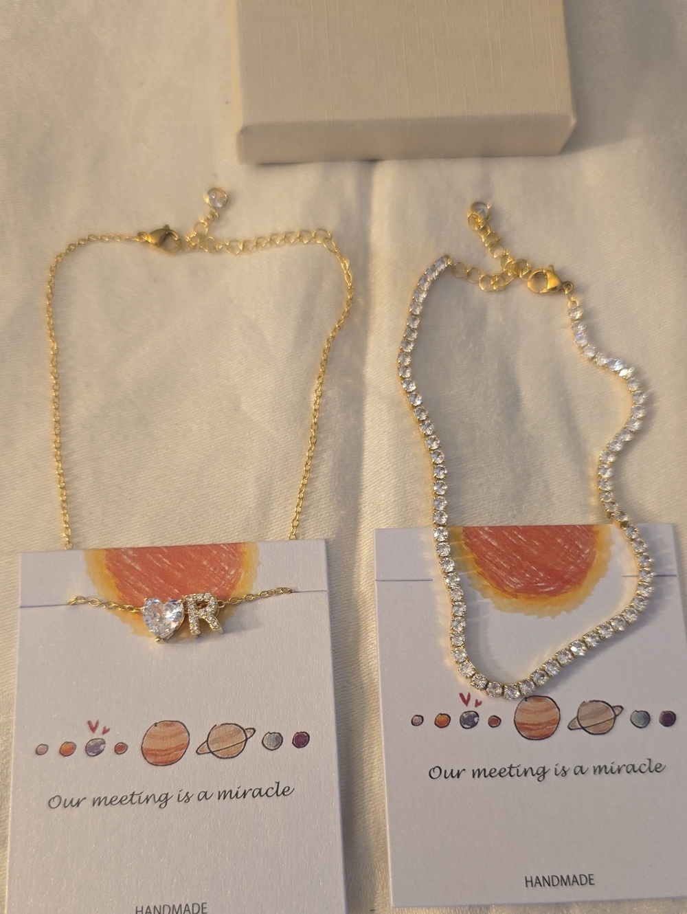2 Heart & Initial "R" Anklet & Gold Tennis Bracelet/ Anklet - New